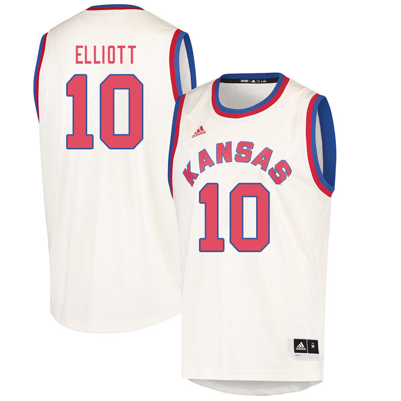 Men #10 Elijah Elliott Kansas Jayhawks College Basketball Jerseys Sale-Cream - Click Image to Close